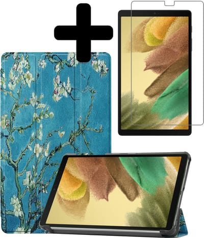 Hoes - Geschikt voor Samsung Galaxy Tab A7 Lite - Met Screenprotector - Trifold Bookcase - Hard Cover - Hardcover Book Case - Tablet Hoesje - Bloesem