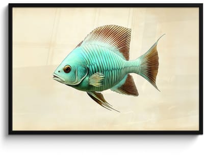 Poster in lijst - Fotolijst 120x80 cm - Posters - Schubben - Vis - Mint - Minimalistisch - Posterlijst zwart - Decoratie - Wanddecoratie woonkamer - Muurdecoratie slaapkamer