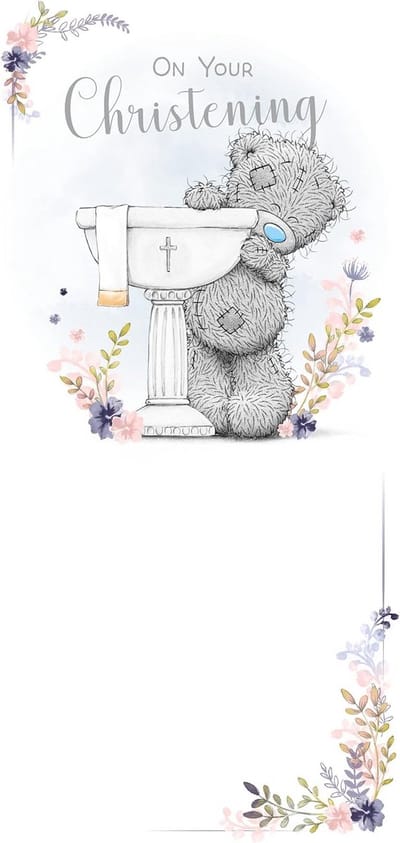 Doopkaart met Beer - Wenskaart Baby - Geboorte Feliciteren - Handgetekende Illustratie - A5 Formaat - Veelkleurig