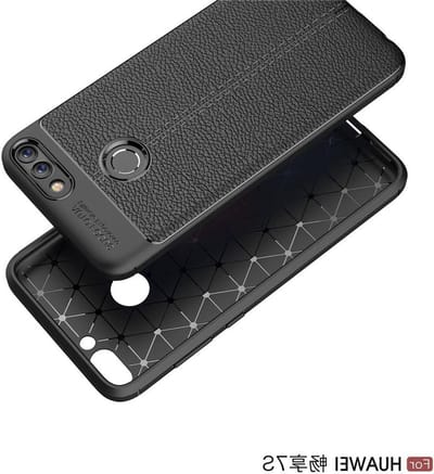 Slimme PU leren hoes voor P Smart, schokbestendig en flexibel TPU, hybride beschermcase in marine kleur, slim-fit design voor optimale bescherming