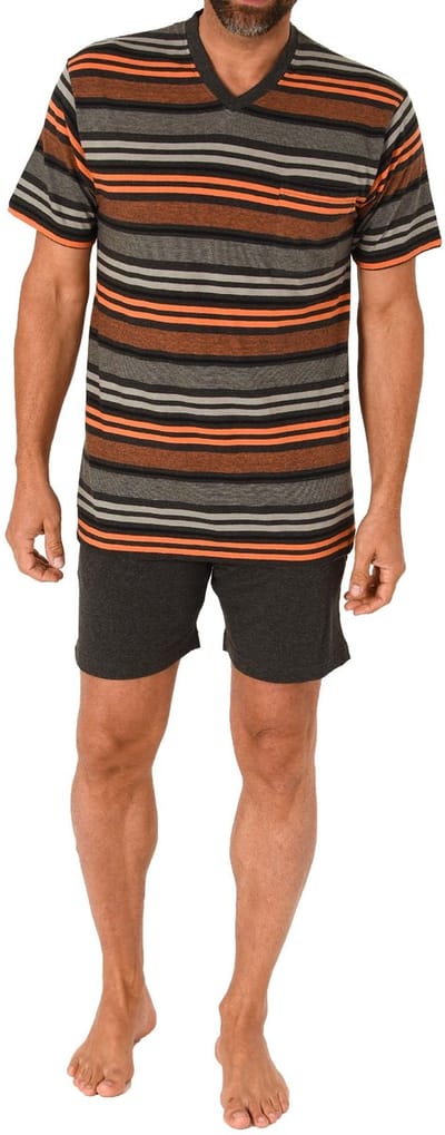 Normann Heren Pyjama Shorty met korte mouwen in nobel streepdesign - ook in overmaten