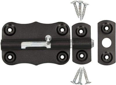 Grendel met Knop - Schuifgrendel Deur - Veiligheid en Privacy - Roestbestendig Staal - 75 mm - Zwart/Zilver