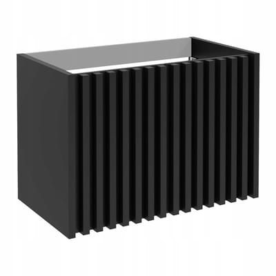 STAMAR - Badkamerkast 80 cm zwart mat met 3D lamellenfront - Hangende wastafelonderkast - MDF - Zonder wastafel en blad
