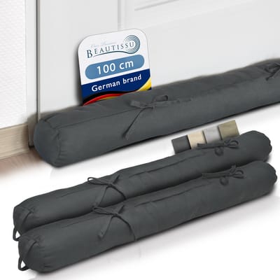 Beautissu Viento – Set van 2 Tochtstopper 10x100 cm – Tochtrol Antraciet – Tochtstrips voor Deuren