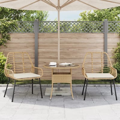 vidaXL - Tuinstoelen - 2 - st - met - kussens - poly - rattan - bruin