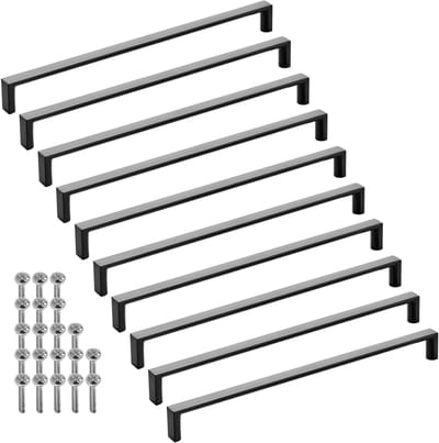 SOTECH 10 stuks meubelgrepen BLACKLINE XI BA 256 mm mat zwart (lengte 263 mm, breedte 12 mm, hoogte 27 mm) aluminium kastdeurgrepen