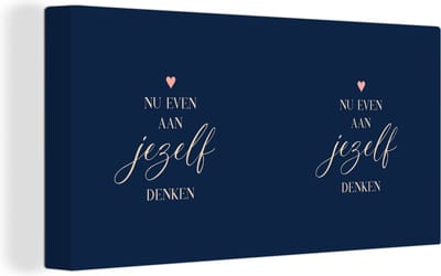 Canvas Schilderij Beterschap - Spreuken - Hartje - Denken - 40x20 cm - Wanddecoratie
