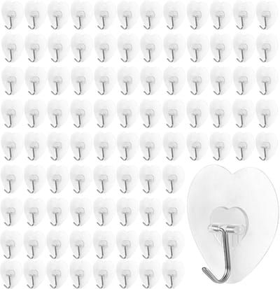 Dailygoods- Wandhaken 100 stuks - Zelfklevende Haken - Hartvormig - Waterdicht - Tot 10 kg - Hoogwaardig Ijzer/PVC - Haakjes