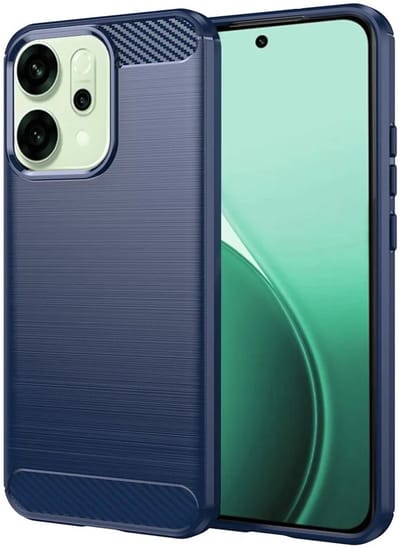 Hoesje geschikt voor Oppo Reno14 - Techsuit Carbon Silicone Back Cover - Blauw