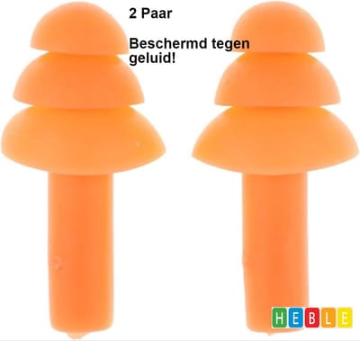 2 Paar Oordoppen - 2 Sets Oranje - Anti-Snurken - Klussen - Incl. Bewaardoosjes - van Heble®