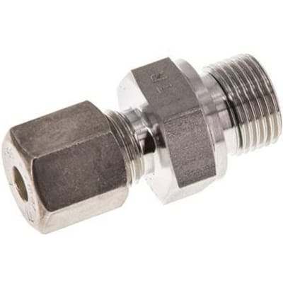 G 3/8'' Buitendraad x 6S RVS Rechte Knelfitting met FKM Afdichting 630 Bar DIN 2353 - FL2S-MO-STFP-038G-06-S