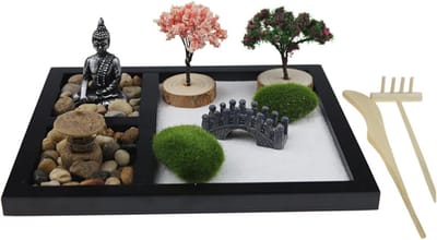 Mini Zen Tuin - Meditatie Set - Stress Verlichten - Compleet Decoratie Pakket - 24 x 19 x 5 cm
