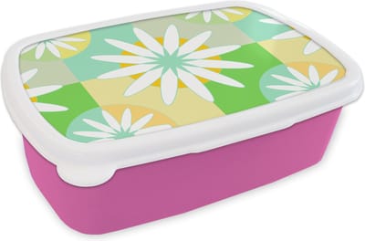 Broodtrommel Roze - Lunchbox - Brooddoos - Bloemen - Zomer - Patronen - 18x12x6 cm - Kinderen - Meisje