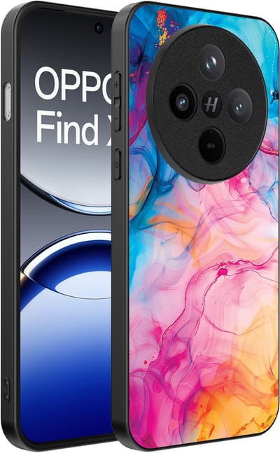 Smartphonica Telefoonhoesje Geschikt voor Oppo Find X8 met Regenboog Acryl Marmer Opdruk - TPU Backcover Case Rainbow Acrylic Marble Design geschikt voor Oppo Find X8