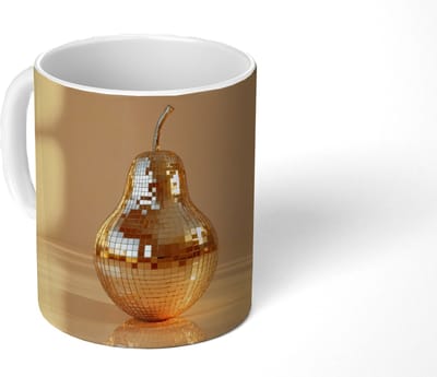Mok - Koffiemok - Goud - Disco - Glitter - Peer - Mokken - 350 ML - Beker - Koffiemokken - Theemok