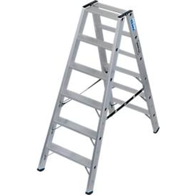 KRAUSE STABILO dubbele trap 2x6, 225 kg, 80 mm D-treden, tweezijdige toegang, aluminium verbindingen, SafetyCap