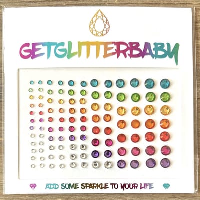 GetGlitterBaby® - Glitter Face Jewels / Festival Glitters / Strass Steentjes / Rhinestones Rhine stones Pride / Plak Diamantjes voor Gezicht Zilver / Blauw / Groen / Geel / Oranje / Rood / Roze / Paars - 2mm tot 8mm - Met Plaklaag