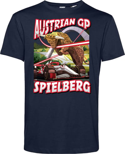 T-shirt Print Austrian GP Spielberg | Formule 1 fan | Max Verstappen / Red Bull racing supporter | Navy | maat XS