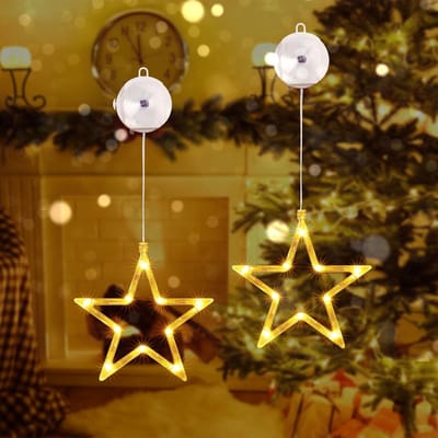 LED Sterren Verlichting - Warm Wit - Met Zuignappen & Timer - Binnen Verlichting voor Kerst, Feesten & Woondecoratie - Batterijbediening