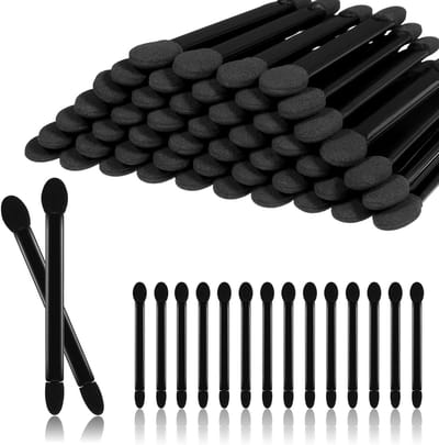 50 Stuks Zwarte Oogschaduwkwasten, 9 cm Spons, Dubbelzijdige Herbruikbare Make-up Tools voor Precisie en Blendtechnieken