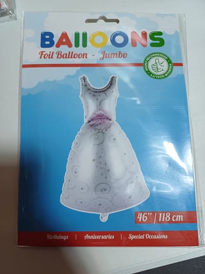 xxl ballon in de vorm van een trouwjurk 118cm hoog!