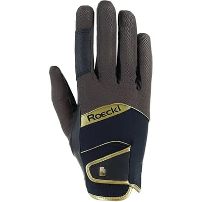Rijhandschoen Millero Dark Mocca/gold - 6.0 | Paardrij handschoenen