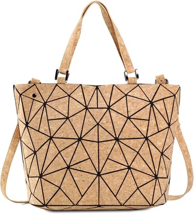 Stijlvolle Geometrische Tote Bag van Kurk - Handtas met Lange Schouderband voor Zomer en Strandgebruik voor Vrouwen en Meisjes