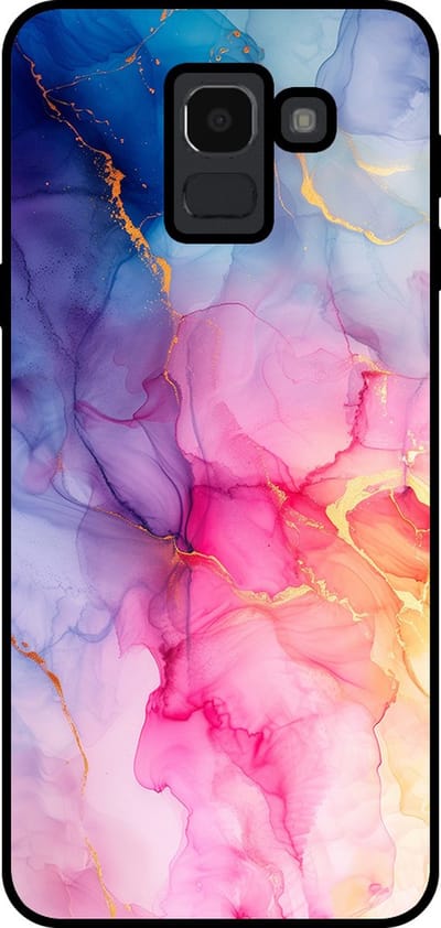 Smartphonica Telefoonhoesje Geschikt voor Samsung Galaxy J6 2018 met marmer opdruk - TPU backcover case marble design - Regenboog geschikt voor Samsung Galaxy J6 2018