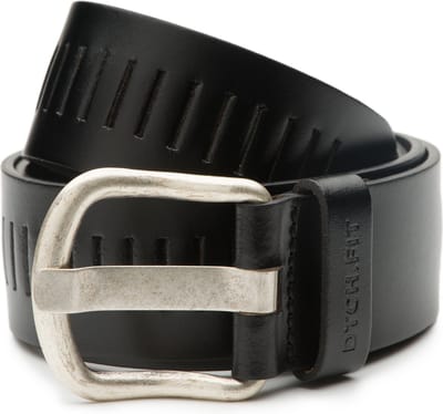 DTCH.FIT Geperforeerde leren sleuf riem Xavi - Riem Zwart - Jeans Broekriem - 4cm breed - 85cm - Totale lengte 100cm