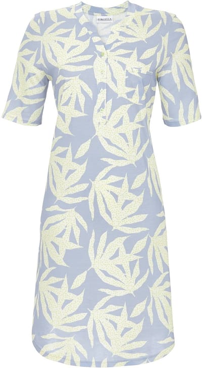 Blauw flora nachthemd Ringella - Blauw - Maat - 48