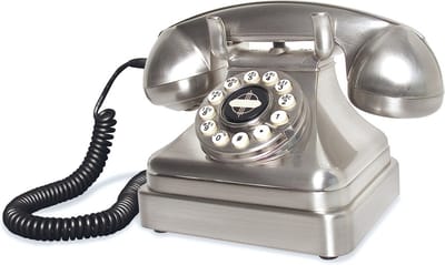 WILD & WOLF 302 LOBBY Phone - Klassieke Retro vaste telefoon - met druktoetsen - chroomkleurig