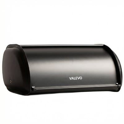 VALEVO® Broodtrommel met schuifdeksel - Brooddoos Groot - 34x24x15 - Bewaren tot 10 Liter - Bewaardoos voor heel Brood - Keuken - Zwart RVS - Broodbak