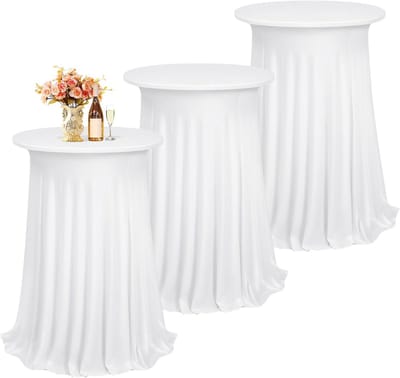 Statafelhoezen Spandex Stretch - Zwarte Tafelkleed voor Bistrotafels Ø 80-85 cm - 3 Stuks