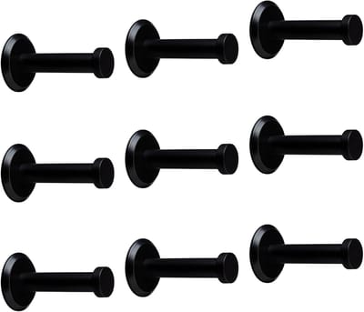 9 stuks SOTECH kapstokhaken Talea RVS zwart gepoederlakt lengte: 53 mm incl. plaatje en bevestigingsset