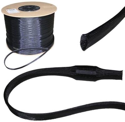 10m gevlochten kous 3mm (1-4mm) I Gevlochten polyester kabelkous in zwart I Kabelkous, beschermkous, kabelbescherming, kabelmantel