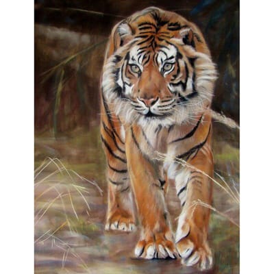 Peinture diamant tigre, perceuse ronde complète, broderie, bricolage, point de croix, strass, décor mosaïque 20X30CM gray