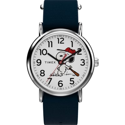 Timex Peanuts Weekender TW2Y51400 Horloge - Textiel - Blauw - Ø 38 mm