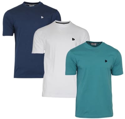 3-Pack Donnay - T-shirt (Vince) - Sportshirt - Heren - Navy/White/Teal Blue (749) - maat S
