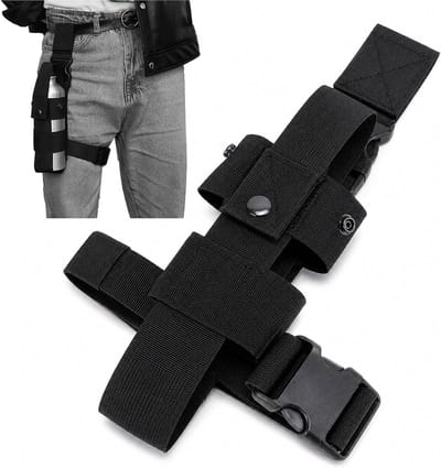 VHV - Beentas - Tactische beentas - Fleshouder - Waterfleshouder - Heuptas met beenband - Verstelbaar - Outdoor tas - Voor wandelen, vissen en kamperen - 4.5*28cm - Zwart