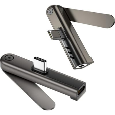 240W Snel Opladen Opvouwbare Type C Adapter, Multifunctionele USB C naar 3,5mm Audio Converter voor Telefoon Opladen & Gegevenssynchronisatie purper crème