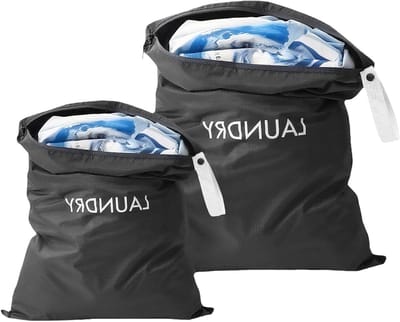 Set van 2 Waterdichte Reiswaszakken met Rits en Trekkoord, Vouwbaar, Ideaal voor Vuile Was, Sportkleding en Camping