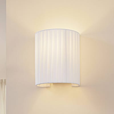 Lindby - Wandlamp - 1licht - Textiel, ijzer - H: 21 cm - E27 - wit