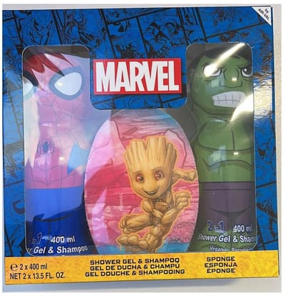 Marvel - Spider-Man & Hulk Cadeauset - Gel & Shampoo 400 ml + Grote Spons