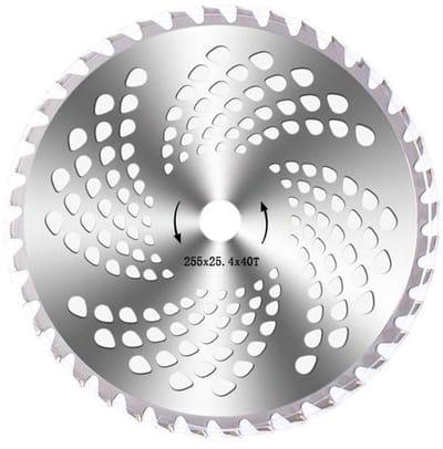 Grasmaaierbladen - Metalen bladen - Grasmaaieraccessoires - Zaagblad met 40 tanden - Tuingereedschap - Mangaanstaal - 25,5 x 25,5 x 1 cm - Geschikt voor het snoeien van struiken, gazons en hardnekkig onkruid - Zilver