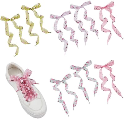 Dailygoods- Veters 120 cm - Platte Veters - Bloemenprint - Sportschoenen - Polyester - 5 Paar - Schoenveters