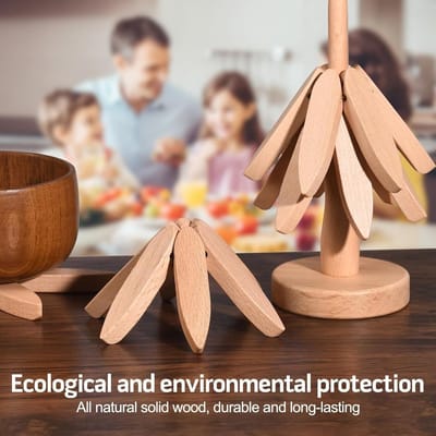 Dailygoods- Onderzetters Houten Luxe - Onderzetters voor Glazen - Onderzetters voor Pannen - Tafelonderleggers - Opvouwbare Onderzetters - Walnoot Isolatiemat - Tafelonderlegger