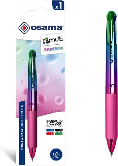Multikleuren Balpen - Vierkleuren Pen - Kleurrijk Schrijven - Vier Kleuren Eén Klik - 1.0 mm Punt - Regenboog