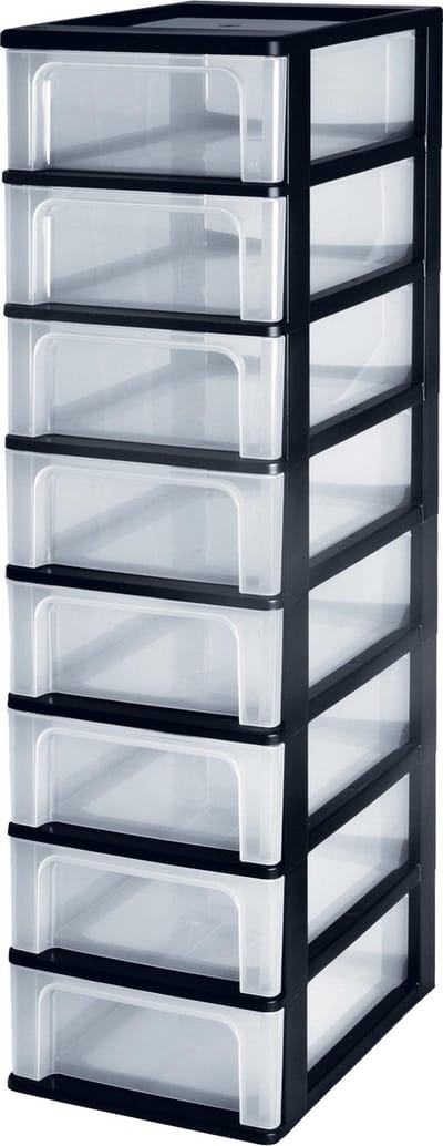 IRIS Organizer Chest ladesysteem A4 - 8 x 7L - Zwart/Transparant
