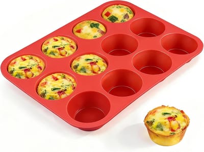 Flexibele 12 Stuks Siliconen Muffinbakvorm Antiaanbak Geschikt voor Cupcakes en Muffin