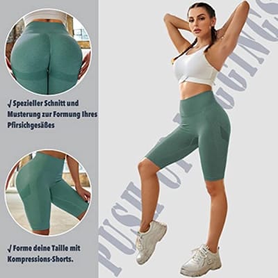 Dames sportshorts met hoge taille - Naadloze fitnessbroek voor training